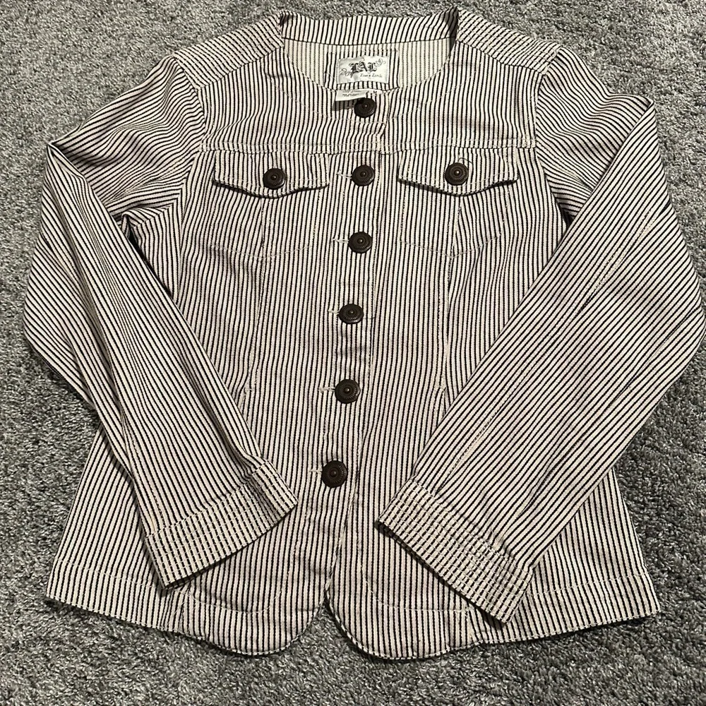 LAL Live a Little Striped Button Down Jacket - Picture 4 of 7